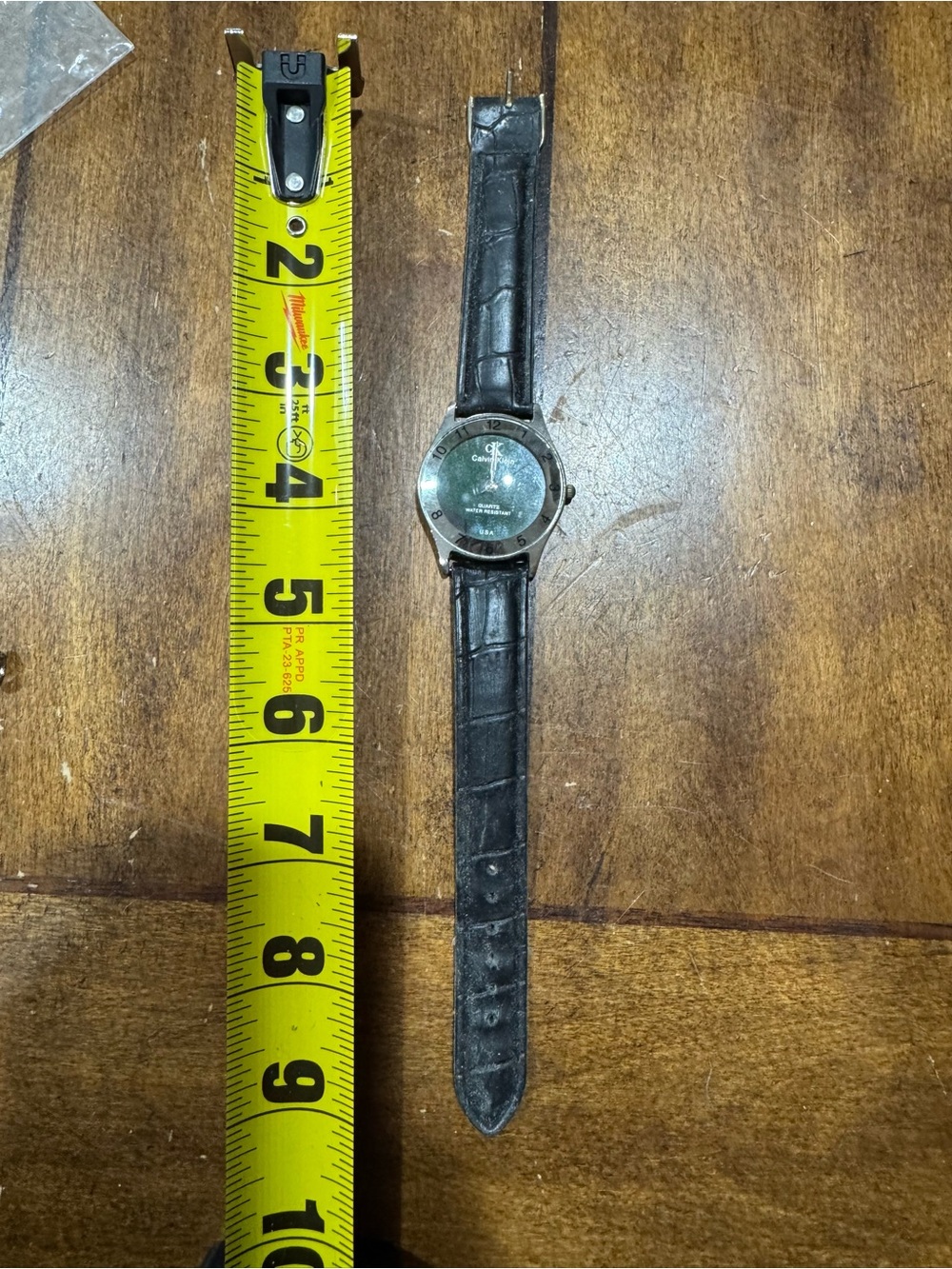 Calvin Klein Black Leather Strap Silver-Tone Dial Watch